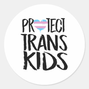 Pegatina Redonda Proteger a los niños transexuales