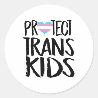 Pegatina Redonda Proteger a los niños transexuales