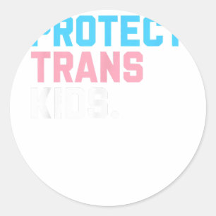 Pegatina Redonda Proteger a los niños transexuales - LGBT Apoya el 