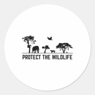 Pegatina Redonda Proteger la naturaleza de la conservación de anima