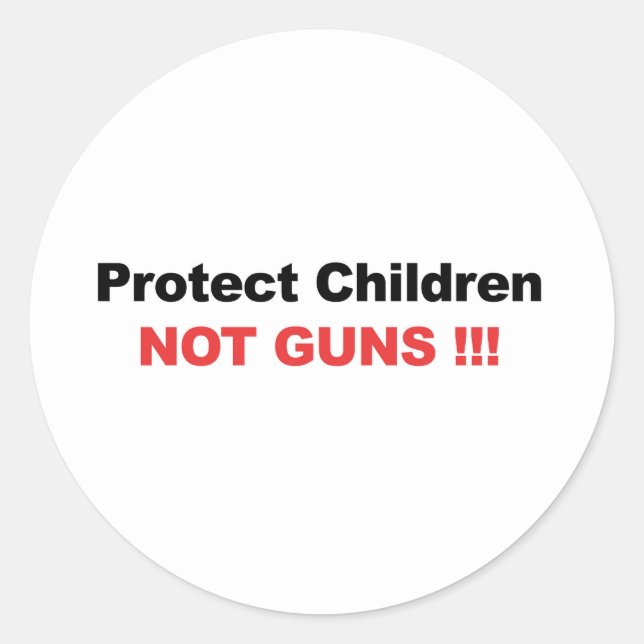 Pegatina Redonda Proteger niños, no armas (Anverso)