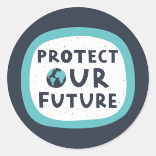 Pegatina Redonda Proteger nuestro futuro