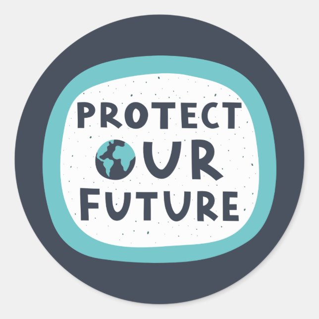Pegatina Redonda Proteger nuestro futuro (Anverso)
