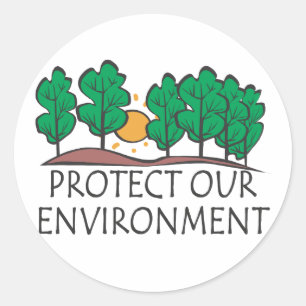 Pegatina Redonda Proteger nuestro medio ambiente