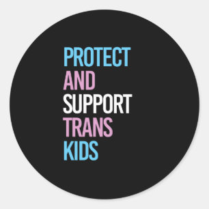 Pegatina Redonda Proteger y Apoyar a los Niños Trans