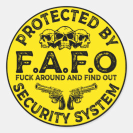 Pegatina Redonda Protegido por el sistema de seguridad FAFO