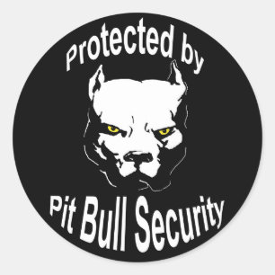 Pegatina Redonda Protegido por Pit Bull Security
