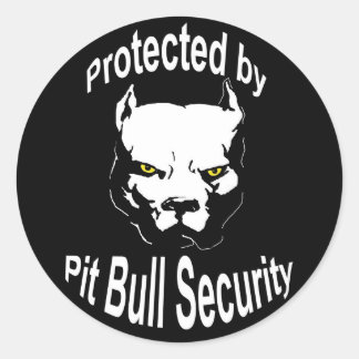 Pegatina Redonda Protegido por Pit Bull Security
