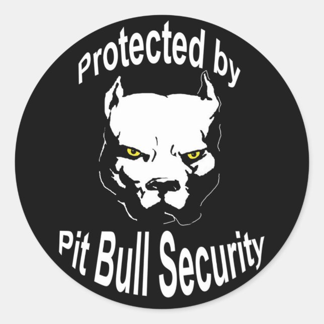 Pegatina Redonda Protegido por Pit Bull Security (Anverso)