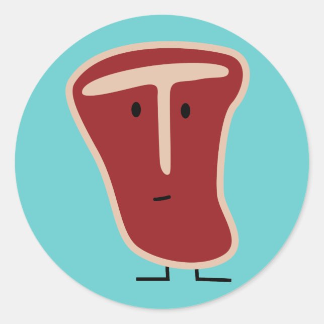 Pegatina Redonda Proteína de carne de filete de hueso T a la parril (Anverso)