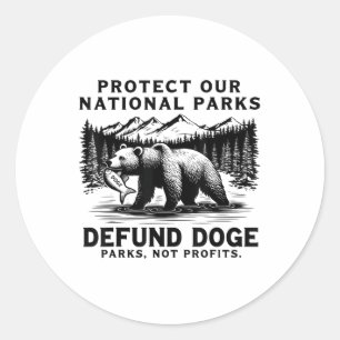 Pegatina Redonda Proteja Nuestros Parques Nacionales De Perro Descu