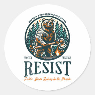 Pegatina Redonda Proteja Nuestros Parques Nacionales Resistiéndose 