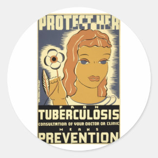 Pegatina Redonda Protéjala de la tuberculosis