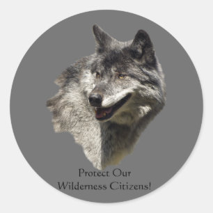 Pegatina Redonda ¡Protejan A Nuestros Lobos! Pegatinas