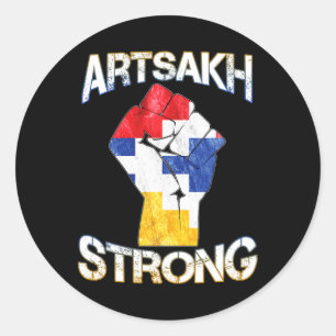 Pegatina Redonda Protesta con la bandera de Artsakh Armenia