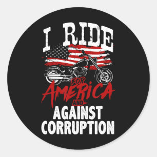 Pegatina Redonda Protesta contra la corrupción de los motociclistas