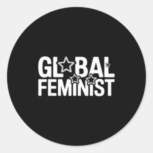 Pegatina Redonda Protesta de Empoderamiento de Igualdad Feminista G