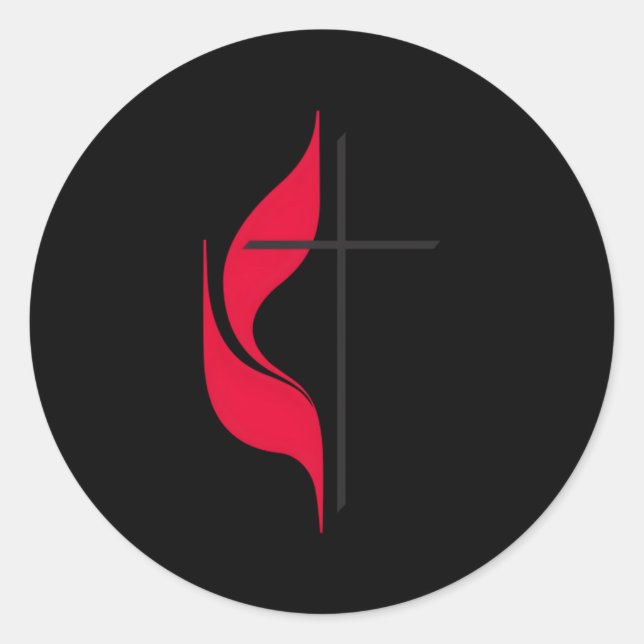 Pegatina Redonda Protesta de metodistas de bandera cristiana (Anverso)