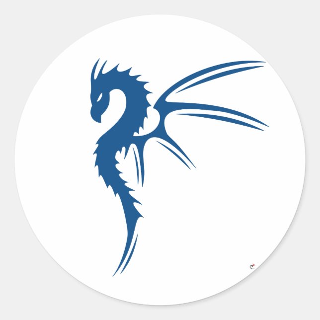 Pegatina Redonda Prothero el dragón azul (Anverso)
