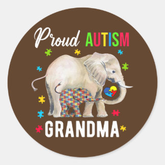 Pegatina Redonda Proud Autism Grandma Funny Autism Awareness Daddy