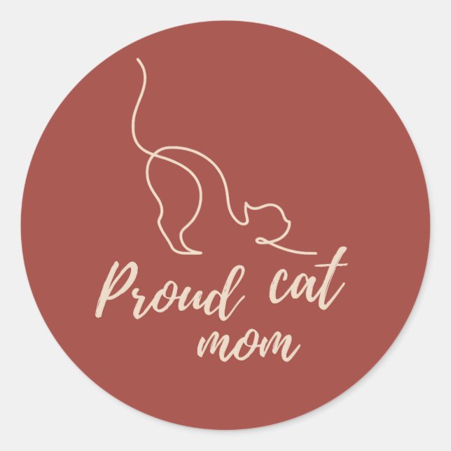 Pegatina Redonda Proud Black Cat Mom Sticker – Minimal Gift (Anverso)