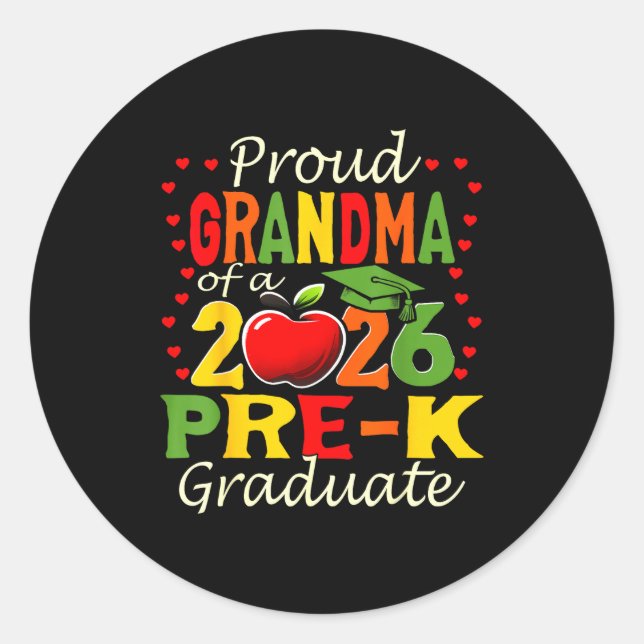 Pegatina Redonda Proud grandma of 2026 pre-k graduate mothers day (Anverso)