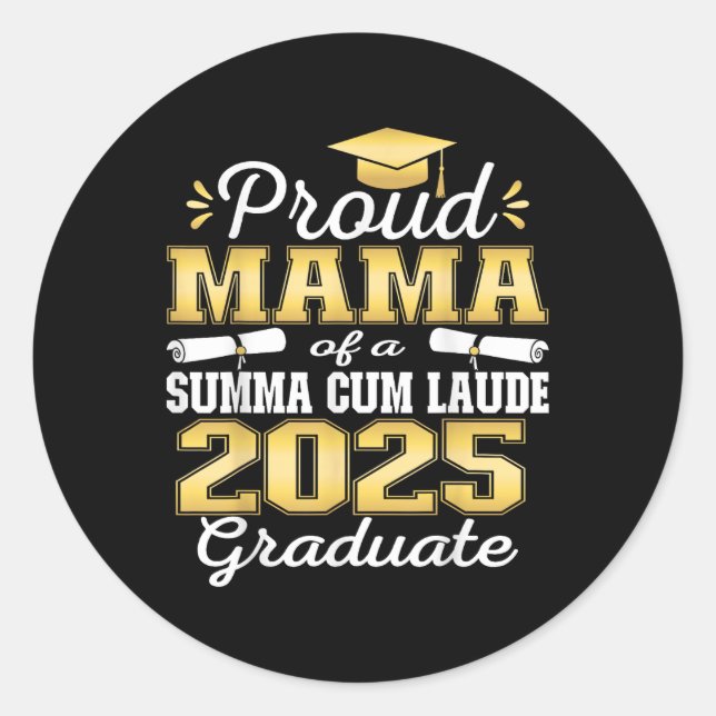 Pegatina Redonda Proud Mama 2025 Summa Cum Laude Cl 2025 Graduate  (Anverso)