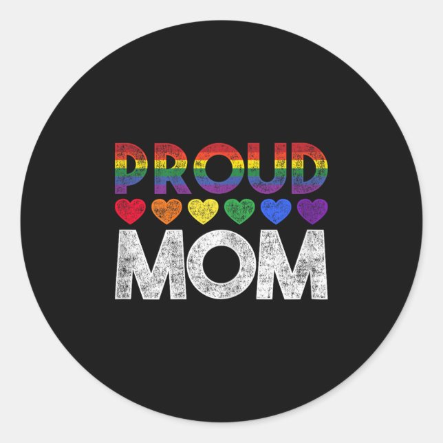 Pegatina Redonda Proud Mom Lgbt  (Anverso)