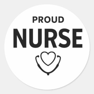 Pegatina Redonda Proud Nurse Sticker – Minimal Medical Design