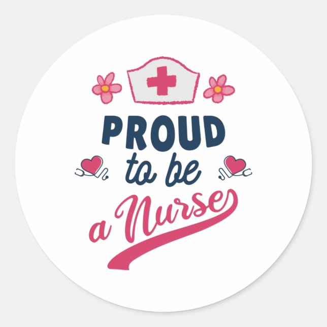 Pegatina Redonda Proud to be a Nurse (Anverso)