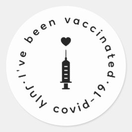 Pegatina Redonda Proudly Vaccinated Heart Needle Design