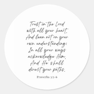 Pegatina Redonda Proverbios 3:5-6 Confía en el Señor