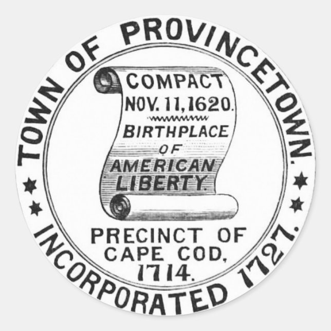 Pegatina Redonda Provincetown Massachusetts Town Seal Round Pegatin (Anverso)