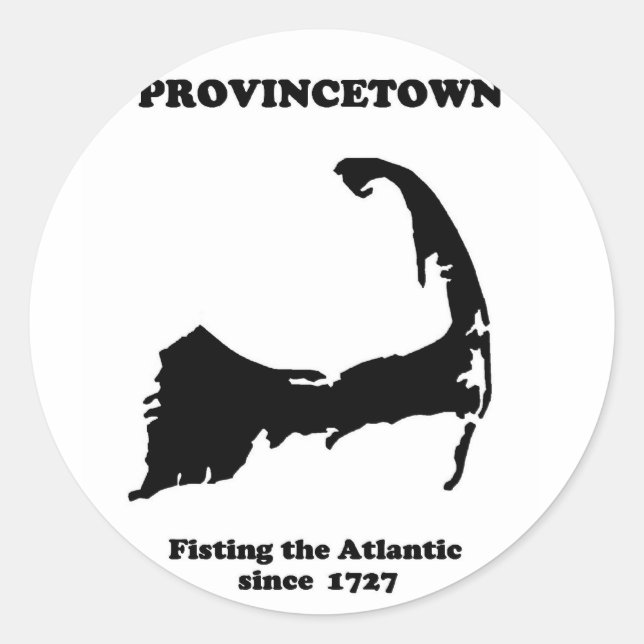 Pegatina Redonda Provincetown - Poniendo el Atlántico desde 1727 (Anverso)