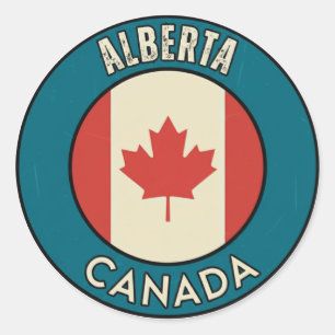 Pegatina Redonda Provincia de Alberta Canadá