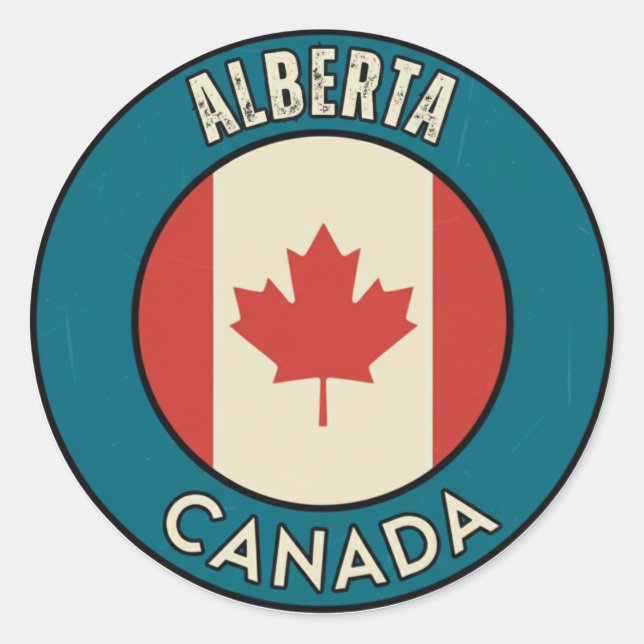 Pegatina Redonda Provincia de Alberta Canadá (Anverso)