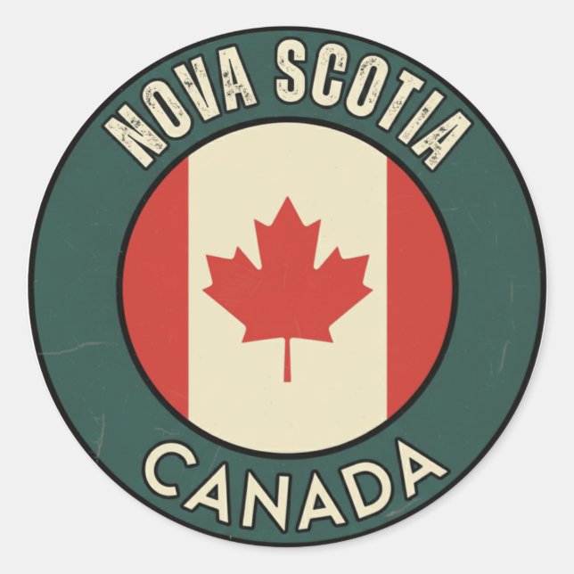 Pegatina Redonda Provincia de Nueva Escocia Canadá (Anverso)