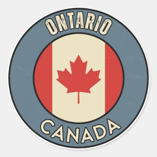 Pegatina Redonda Provincia de Ontario Canadá (Anverso)