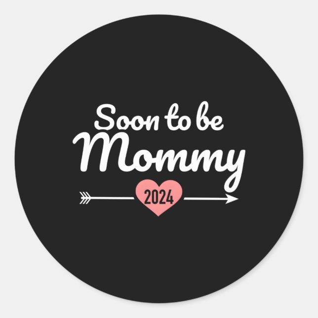 Pegatina Redonda Próximamente Mommy 2024 Anuncio De Embarazo (Anverso)