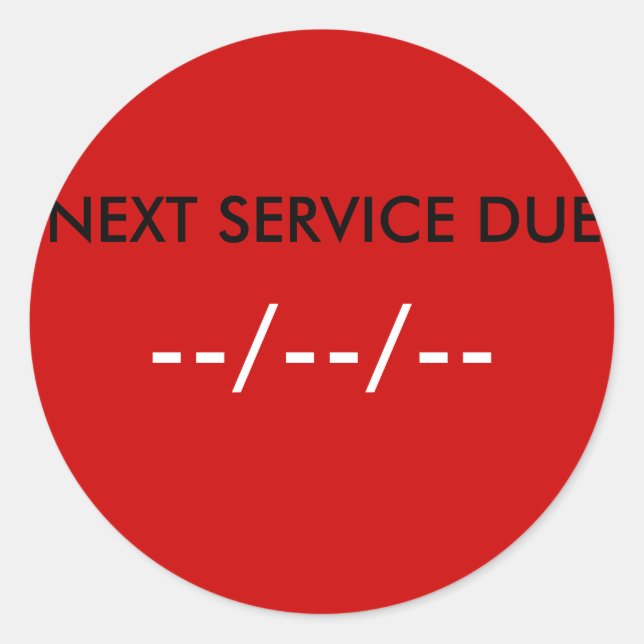 PEGATINA REDONDA PRÓXIMO SERVICIO DEBIDO, —/—/— (Anverso)