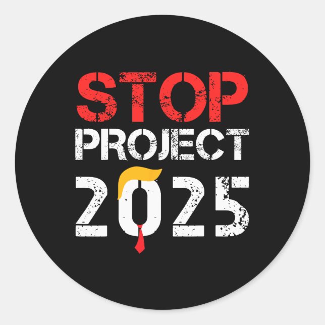 Pegatina Redonda Proyecto 2025 de Trump contra Trump 3 (Anverso)