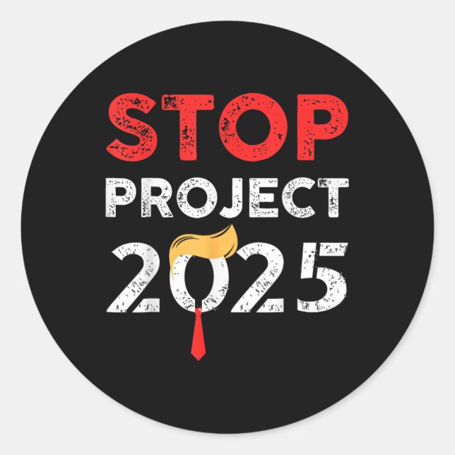 Pegatina Redonda Proyecto 2025 del proyecto de Trump contra regalo  (Anverso)