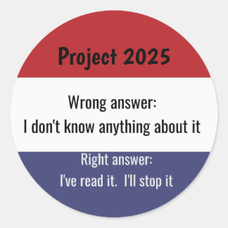 Pegatina Redonda Proyecto 2025 - Respuesta errónea
