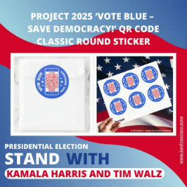 Pegatina Redonda Proyecto 2025 'Vota azul - ¡Salva la democracia!' 