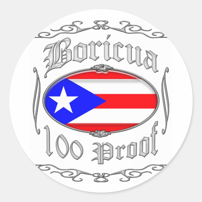 Pegatina Redonda Prueba de Boricua 1002 (Anverso)