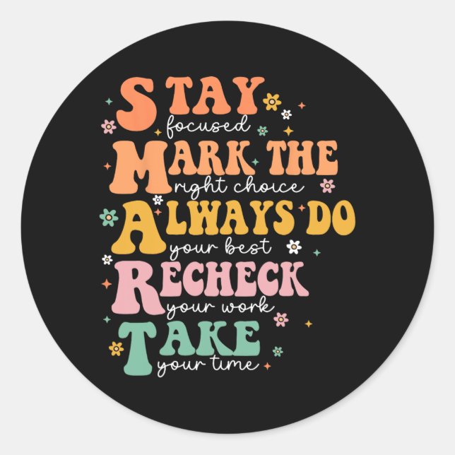 Pegatina Redonda Prueba de profesores divertida en Smart Test Day S (Anverso)