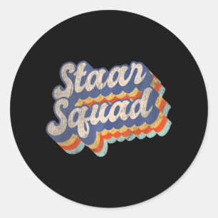 Pegatina Redonda Prueba del día del profesor elemental Staar Squad
