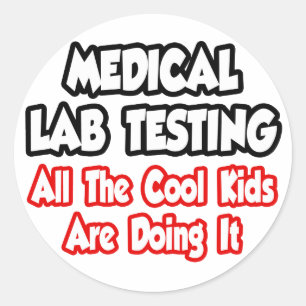Pegatina Redonda Pruebas de Laboratorio Médico... Todos los Niños