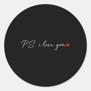 Pegatina Redonda Ps I Love You Day Día de San Valentín Purple Heart