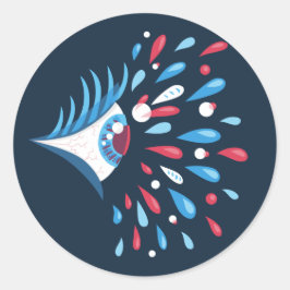 Pegatina Redonda Psicodelia Tye Trippy Weird